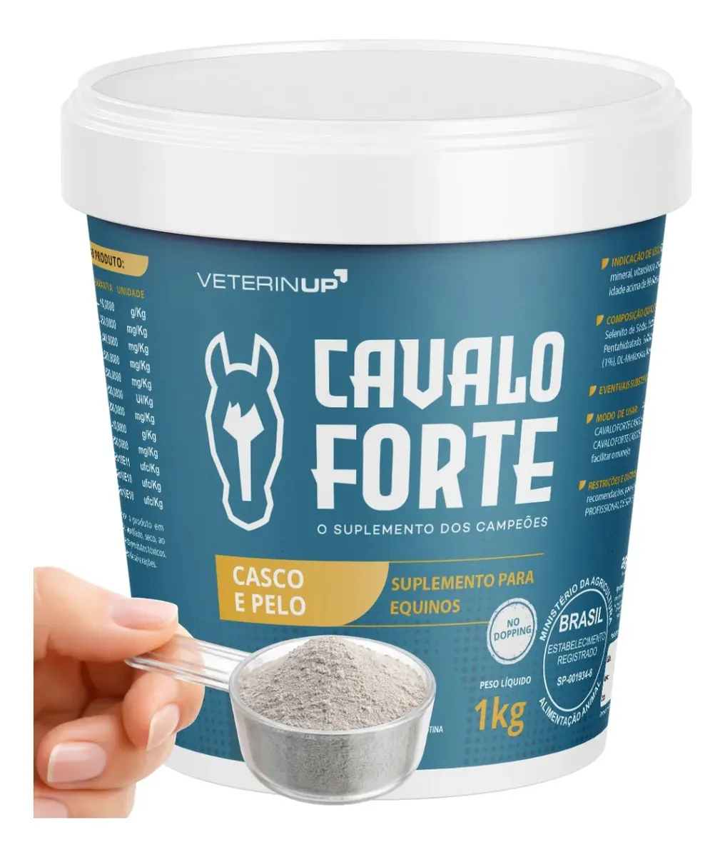 Cavalo Forte Casco e Pelo 1kg – Suplemento Equino | Biotina, Zinco, Aminoácidos e Minerais | Casco Forte, Crescimento de Casco, Pelo Brilhante, Pele Saudável