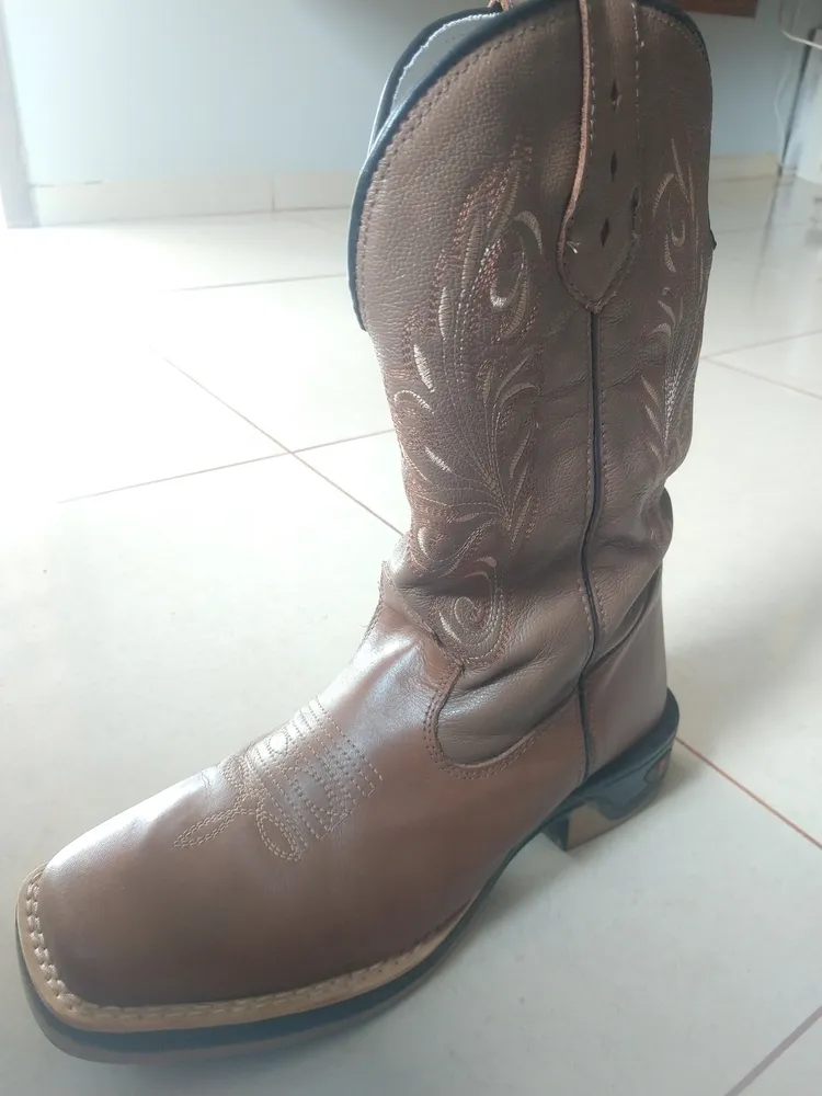 Bota Texana Country Masculina Em Couro Legítimo Forrada Jump