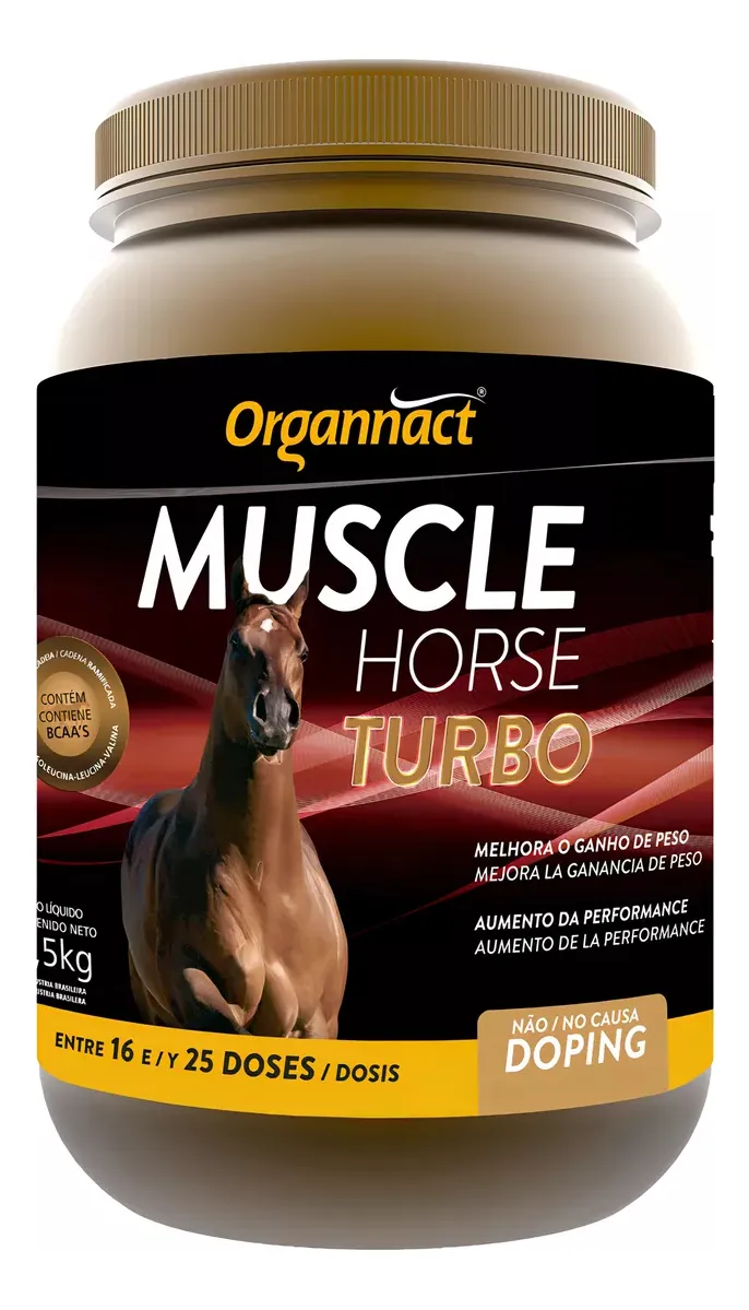 Organnact Suplemento Muscle Horse turbo proteínas formato pó 2.5L