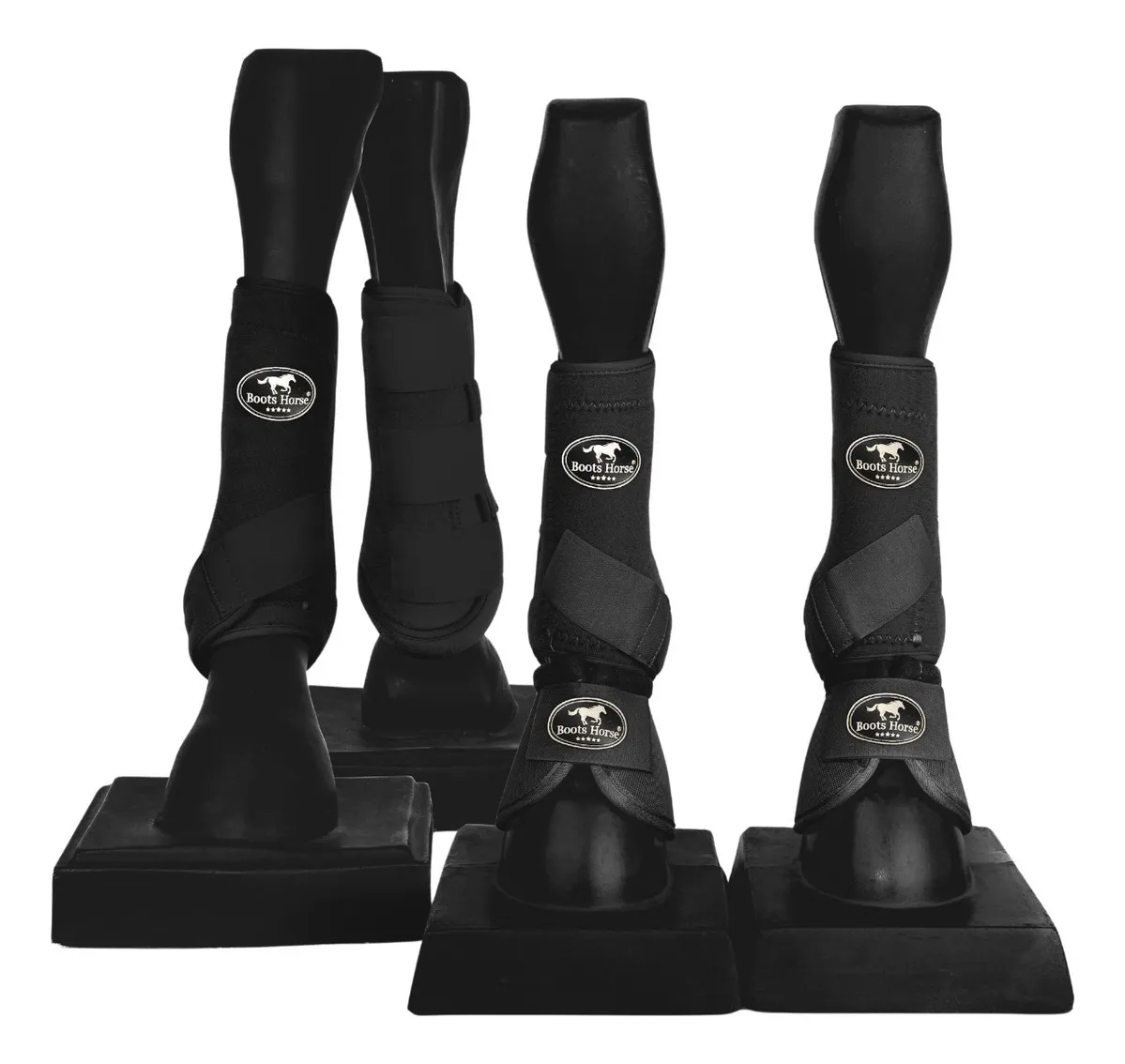 Kit - Caneleiras + Boleteiras + Cloche Proteção Boots Horse Preto