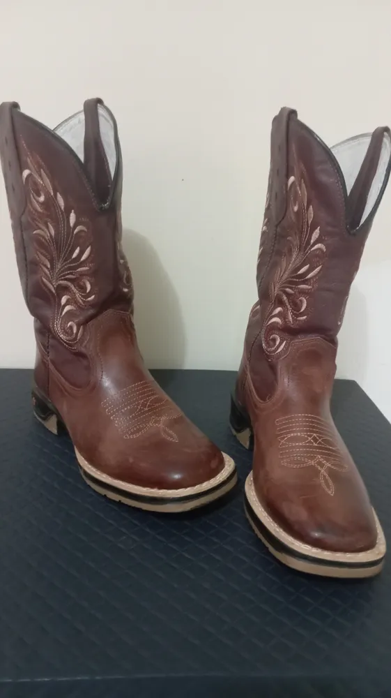 Bota Texana Country Masculina Em Couro Legítimo Jump Vinho